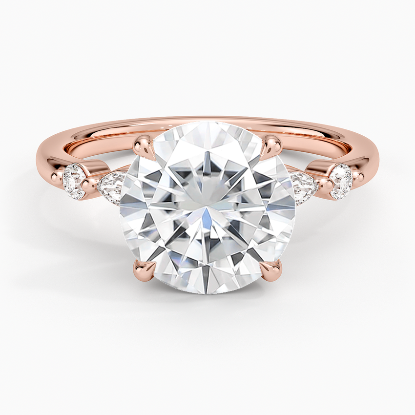 Moissanite Versailles One-Quarter Coverage Diamond Ring in 14K Rose Gold