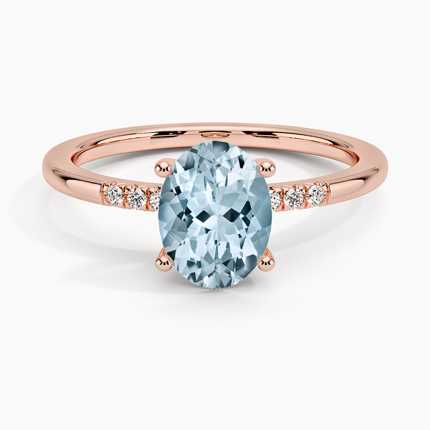 Rose Gold Aquamarine Bettina Diamond Ring