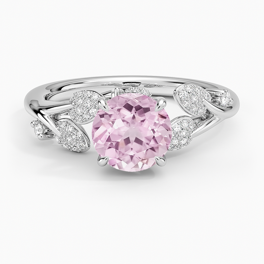 Lab Grown Sapphire Canopy Diamond Ring in 18K White Gold