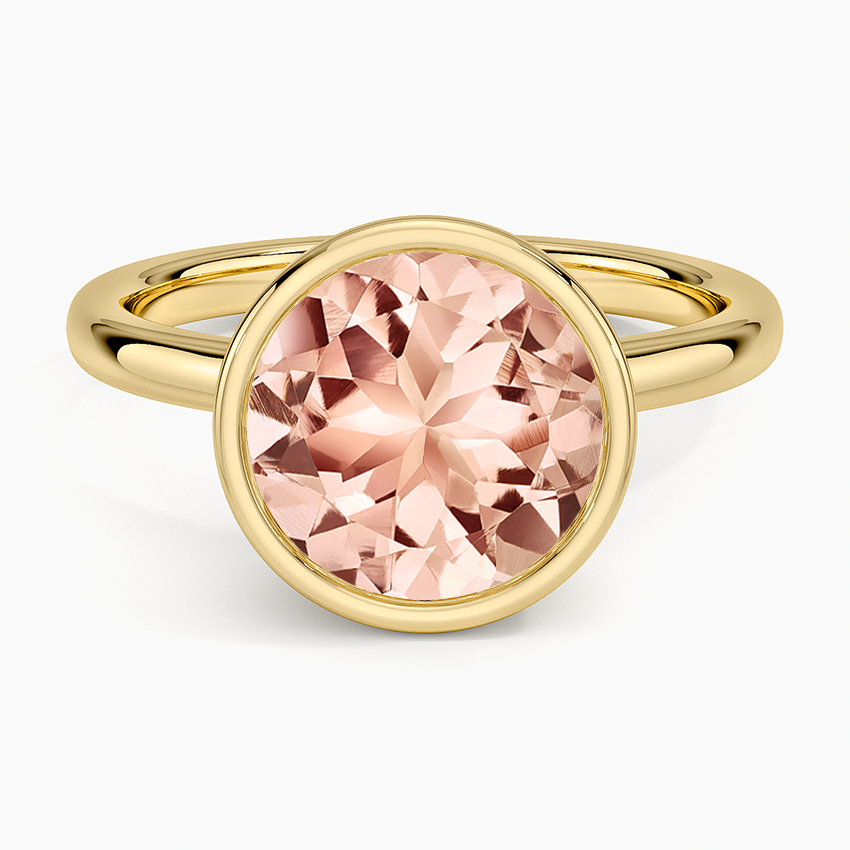 Morganite Sylvie Perfect Fit Bezel Solitaire Ring in 14K Yellow Gold
