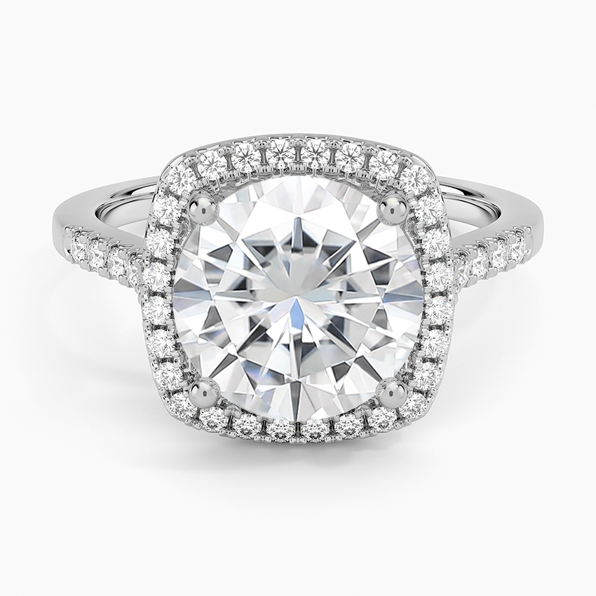 Moissanite Odessa Halo Diamond Ring (1/5 ct. tw.) in 14K White Gold