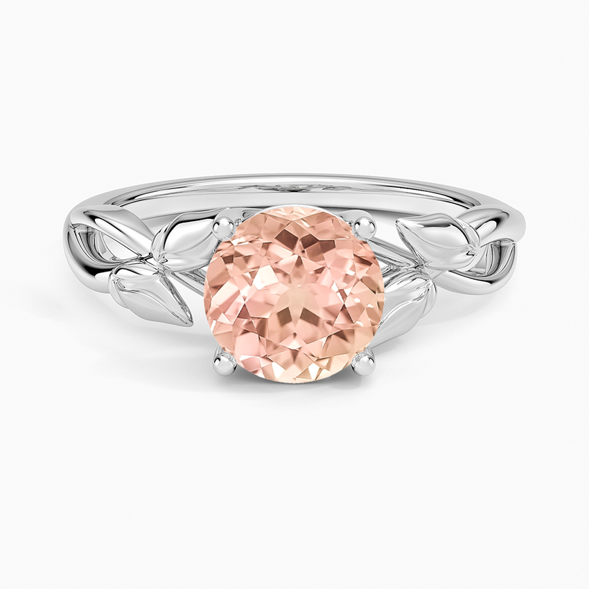 Lab Grown Sapphire Budding Willow Solitaire Ring in 14K White Gold