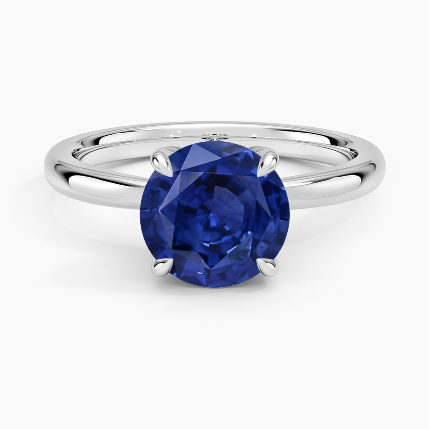 Sapphire Petal 2mm Solitaire Ring in 14K White Gold