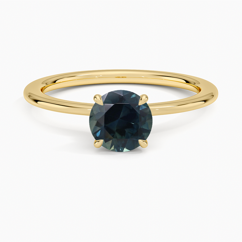 Sapphire Petite Secret Halo Diamond Ring in 18K Yellow Gold