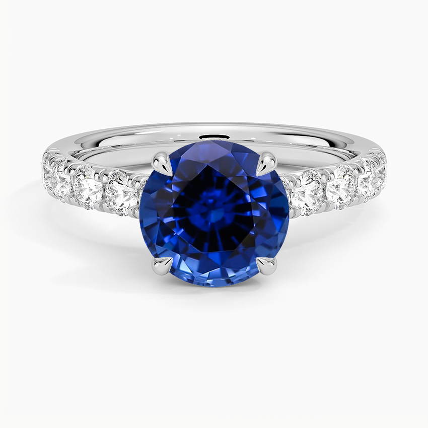 Lab Grown Sapphire Anthology Half-Coverage Diamond Ring (1/2 ct. tw.) in 18K White Gold