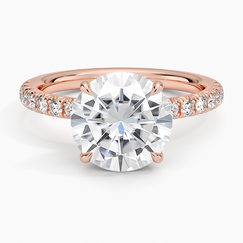 Moissanite Amelie Half Coverage Diamond Ring in 14K Rose Gold