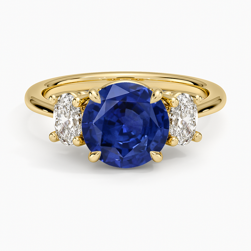 Sapphire Oval-Cut Three Stone Diamond Ring (1/2 ct. tw.) in 14K Yellow Gold