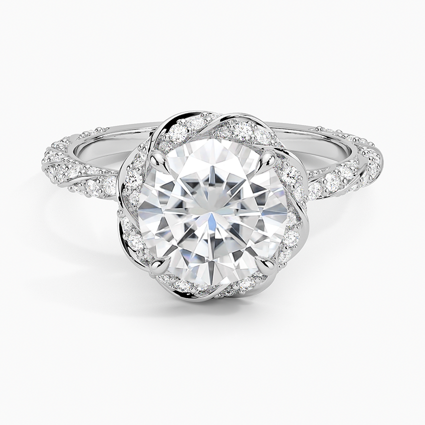 Moissanite Nova Halo Diamond Ring (1/2 ct. tw.) in 18K White Gold