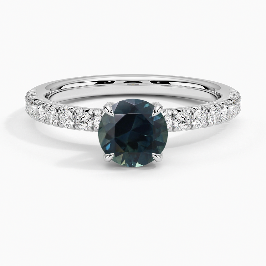Sapphire Adorned Amelie Diamond Ring in 18K White Gold