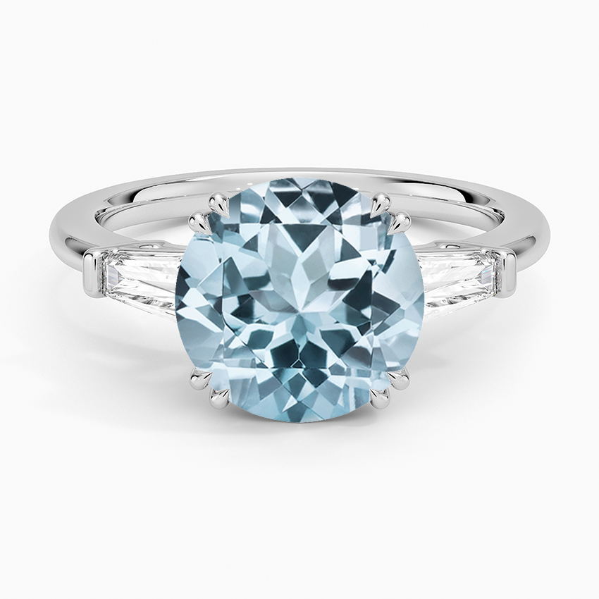 Aquamarine Symphony Double Prong Three Stone Diamond Ring (1/2 ct. tw.) in 14K White Gold