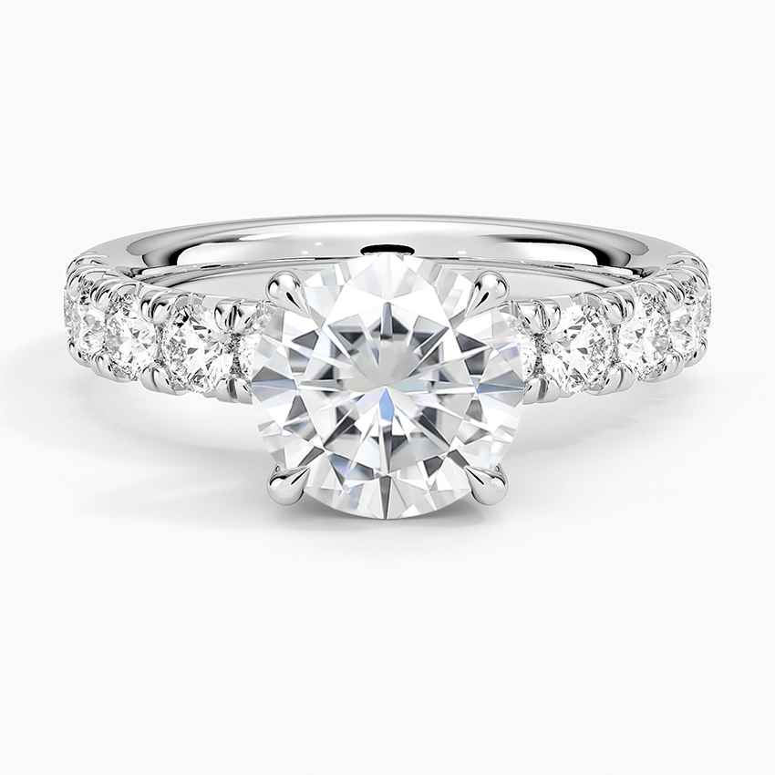 Moissanite Ellora Half Coverage Diamond Ring in 18K White Gold