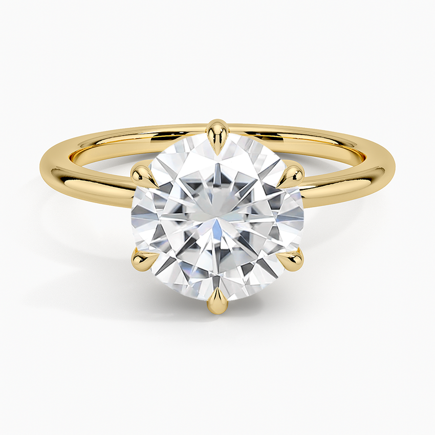 Moissanite Fairmined 1.5mm Six-Prong Solitaire Ring in 18K Yellow Gold