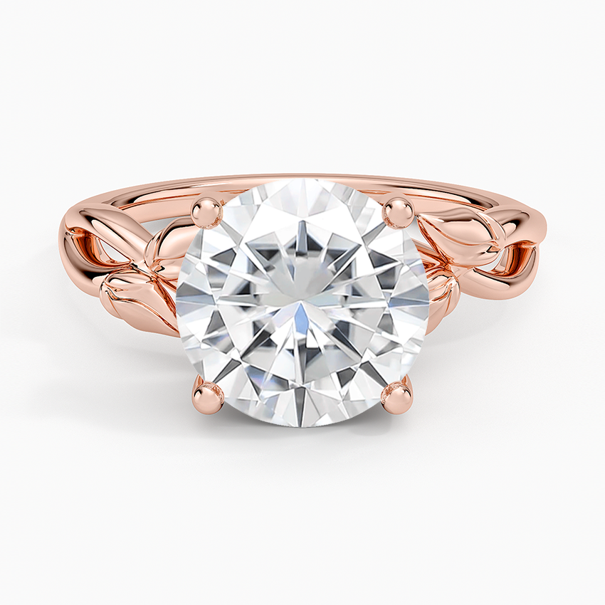 Moissanite Budding Willow Solitaire Ring in 14K Rose Gold