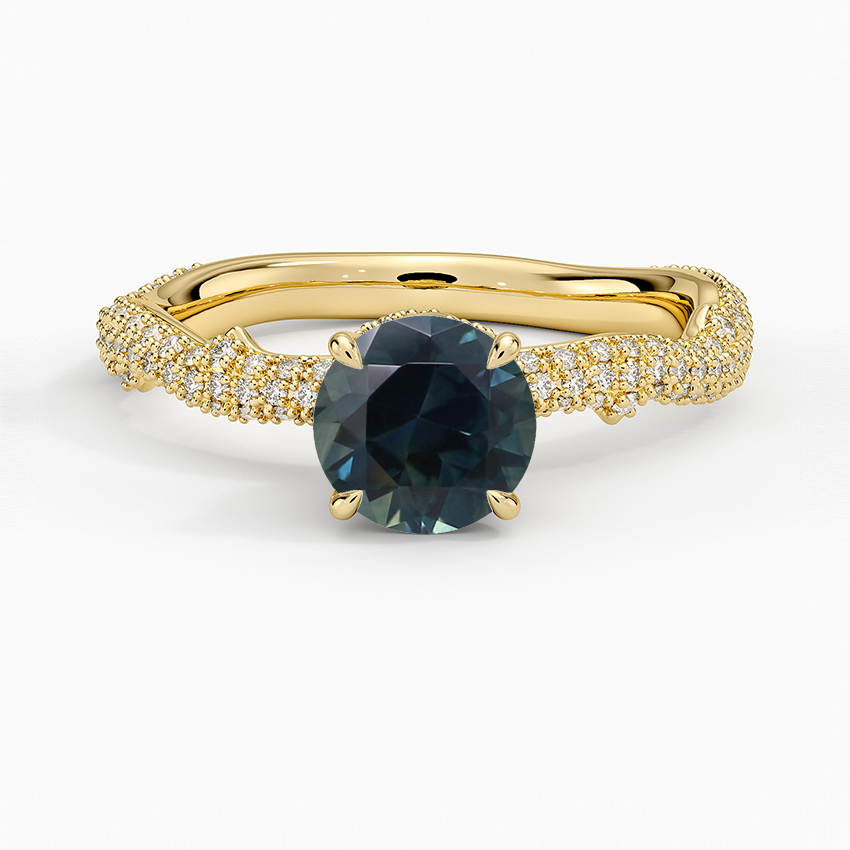 Sapphire Rose Thorn Diamond Ring in 18K Yellow Gold