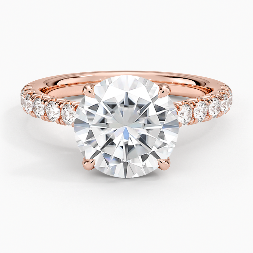 Moissanite Sienna Half Coverage Diamond Ring in 14K Rose Gold