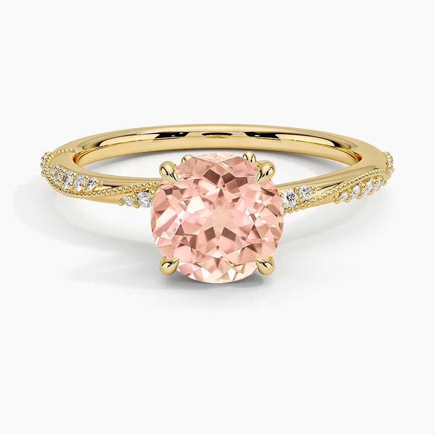 Lab Grown Sapphire Camellia Hidden Accent 1.5mm Diamond Ring in 18K Yellow Gold