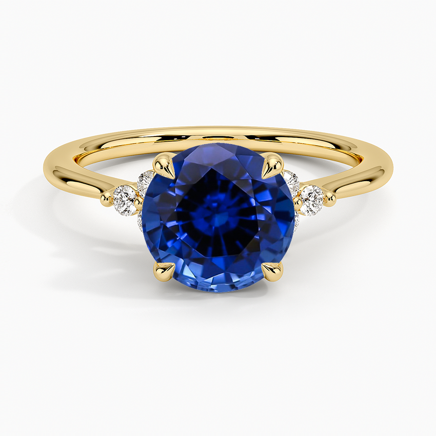 Lab Grown Sapphire Melody Diamond Ring in 18K Yellow Gold