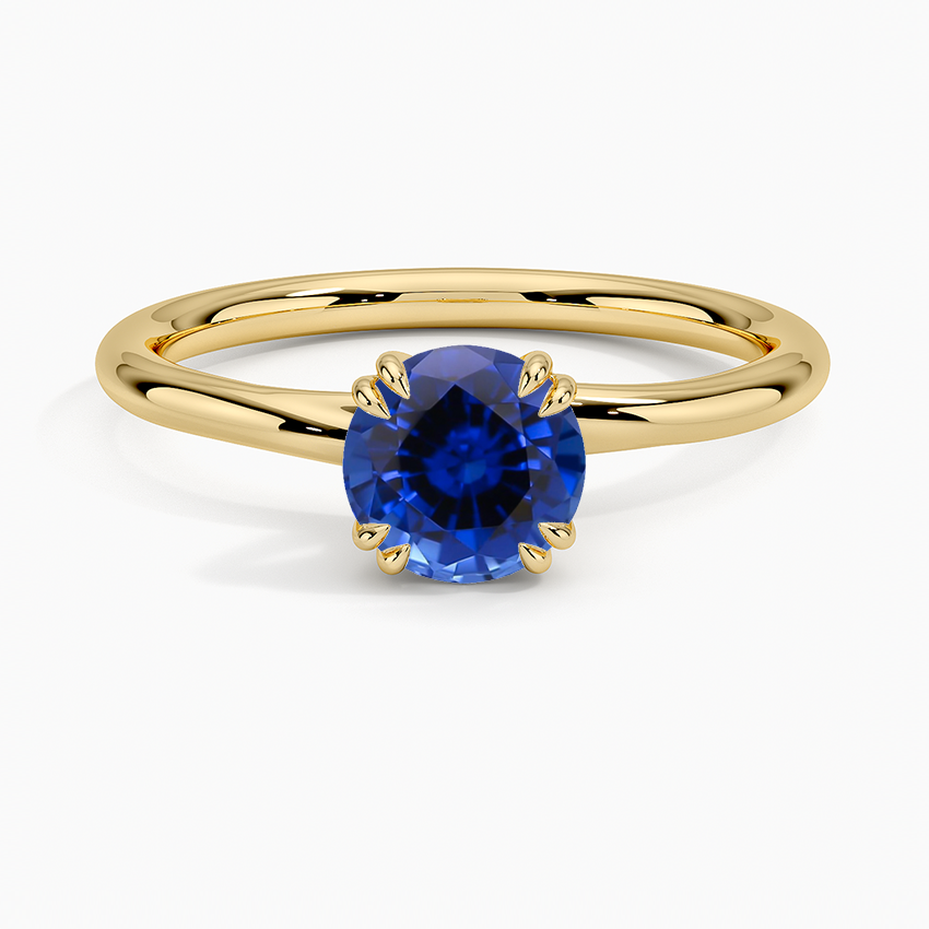 Sapphire Dulce Double Claw Prong Solitaire Ring in 18K Yellow Gold