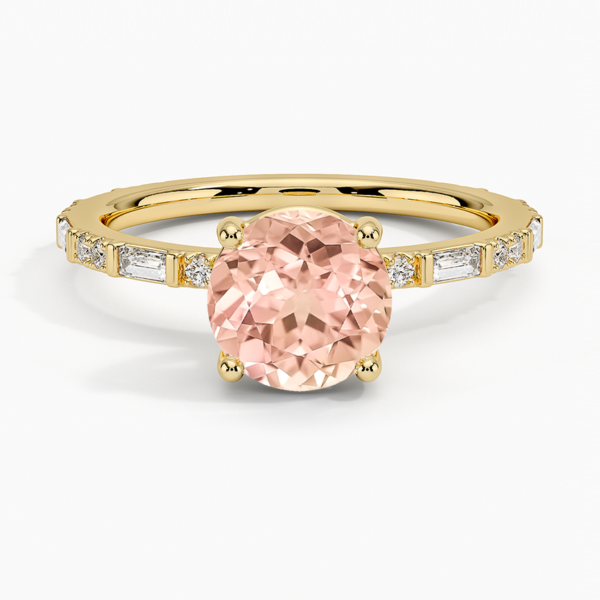 Lab Grown Sapphire Luz Baguette and Round Diamond Ring in 18K Yellow Gold