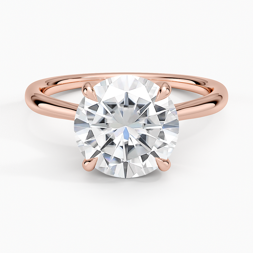 Moissanite Freesia Cathedral Solitaire Ring in 14K Rose Gold
