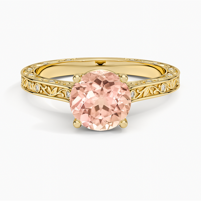 Lab Grown Sapphire Grove Perfect Fit Engraved Diamond Ring (1/10 ct. tw.) in 18K Yellow Gold