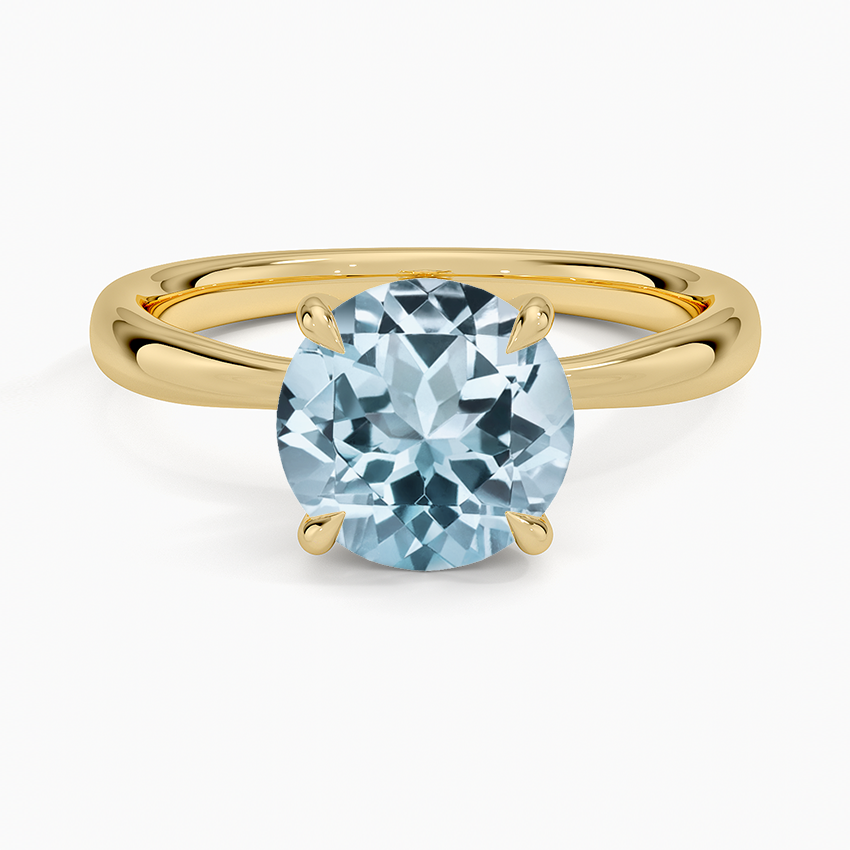 Aquamarine Freesia 2.7mm Solitaire Ring in 18K Yellow Gold