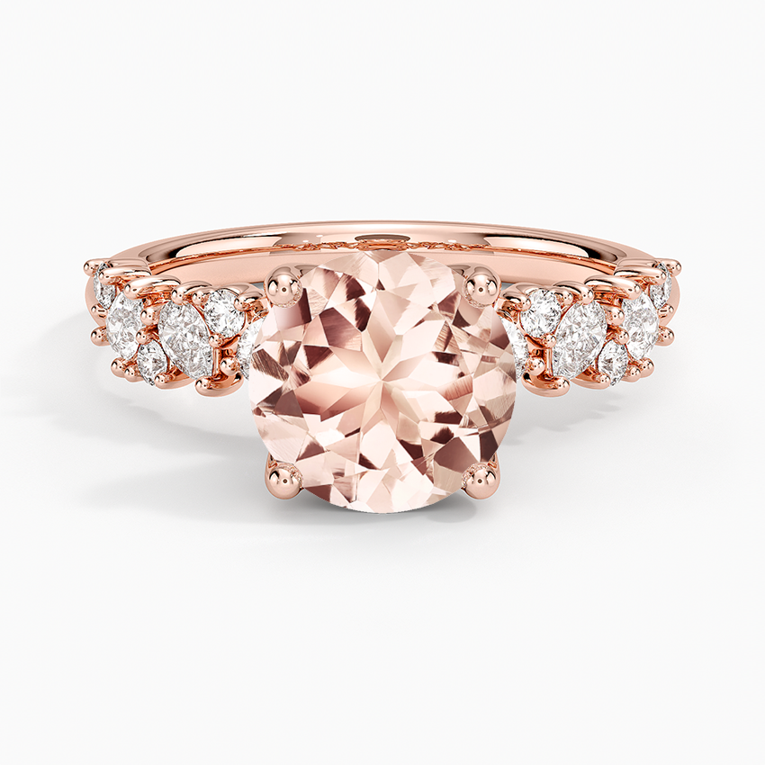 Morganite Olivetta Diamond Ring in 14K Rose Gold