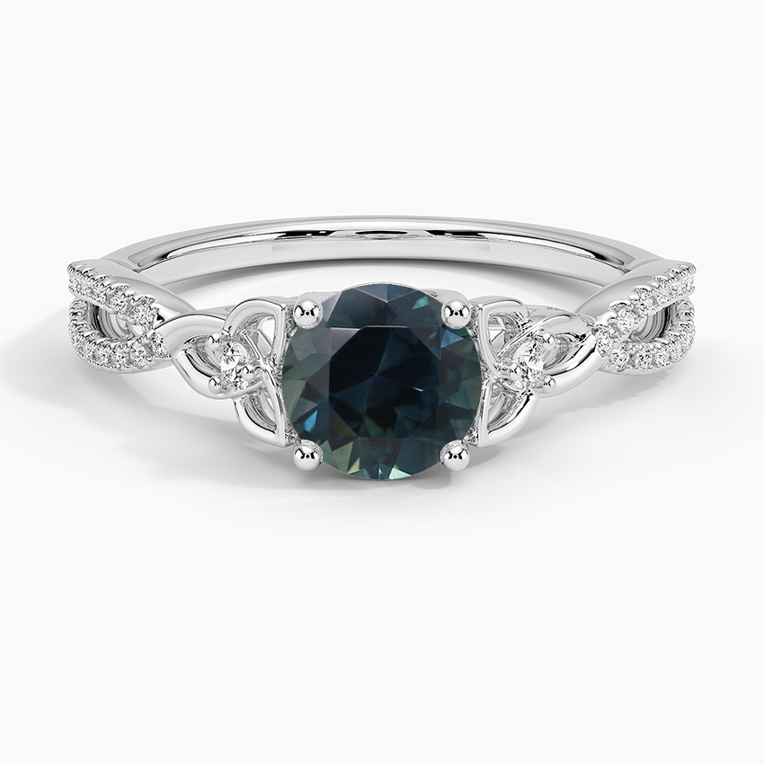 Sapphire Luxe Celtic Love Knot Diamond Ring in 18K White Gold