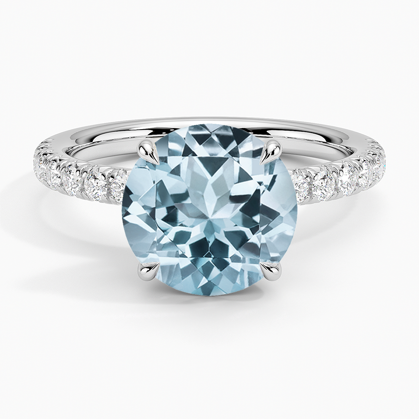 Aquamarine Amelie Diamond Ring (1/3 ct. tw.) in 18K White Gold
