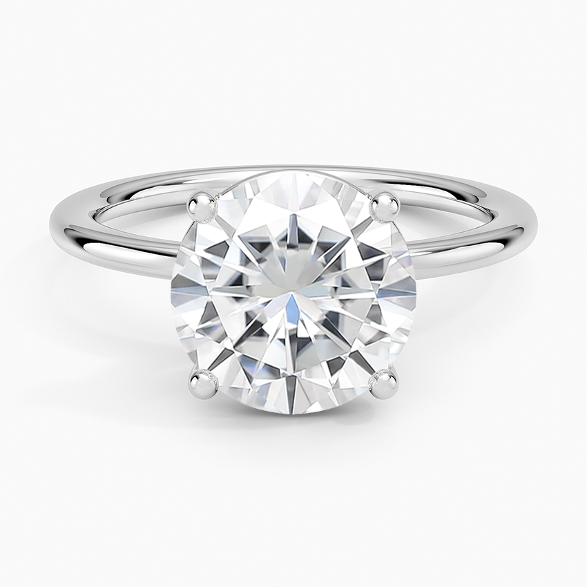 Moissanite Gwen Perfect Fit Solitaire Ring in 14K White Gold
