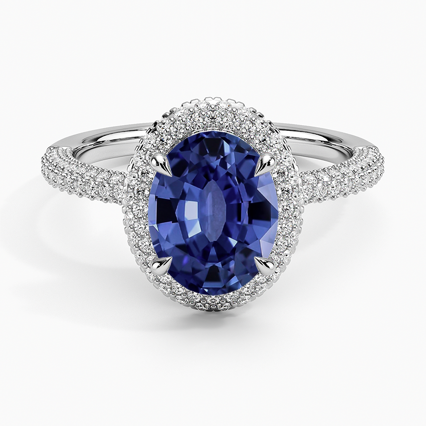 Sapphire Valencia Halo Diamond Ring (1/2 ct. tw.) in 18K White Gold