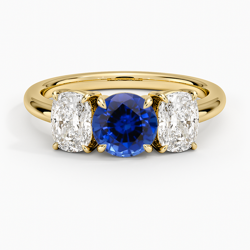Sapphire Luxe Faye Elongated Cushion Three Stone Diamond Ring (1 ct. tw.) in 18K Yellow Gold