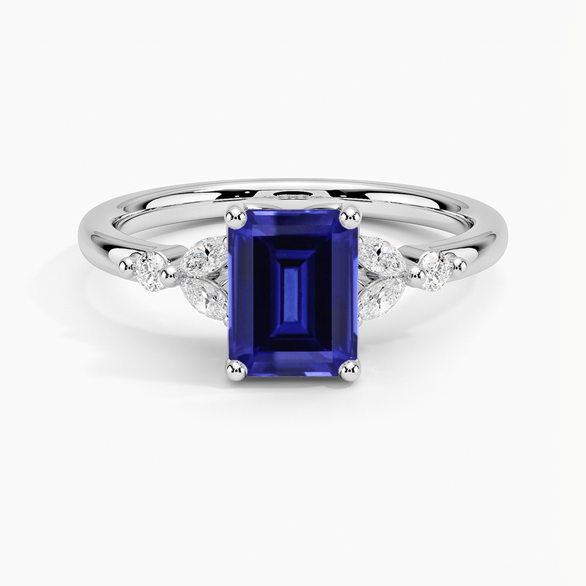 Sapphire Verbena Diamond Ring in 18K White Gold