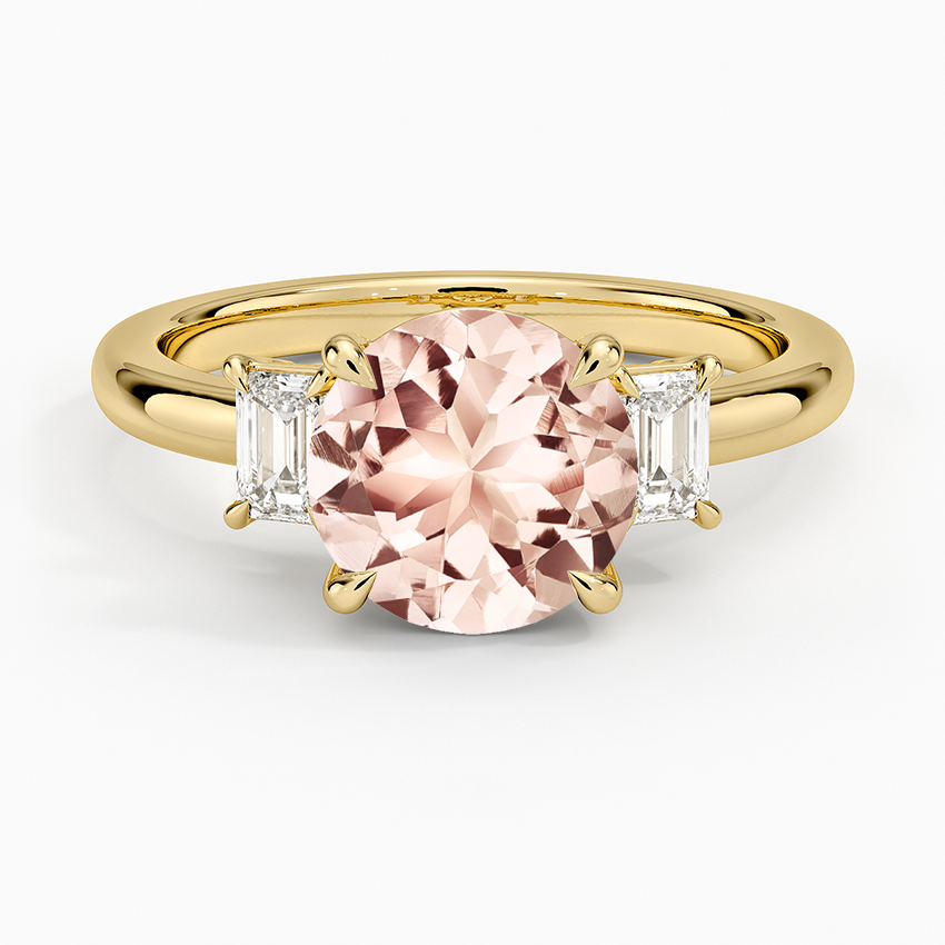 Morganite Petite Rhiannon Three Stone Diamond Ring (1/4 ct. tw.) in 18K Yellow Gold