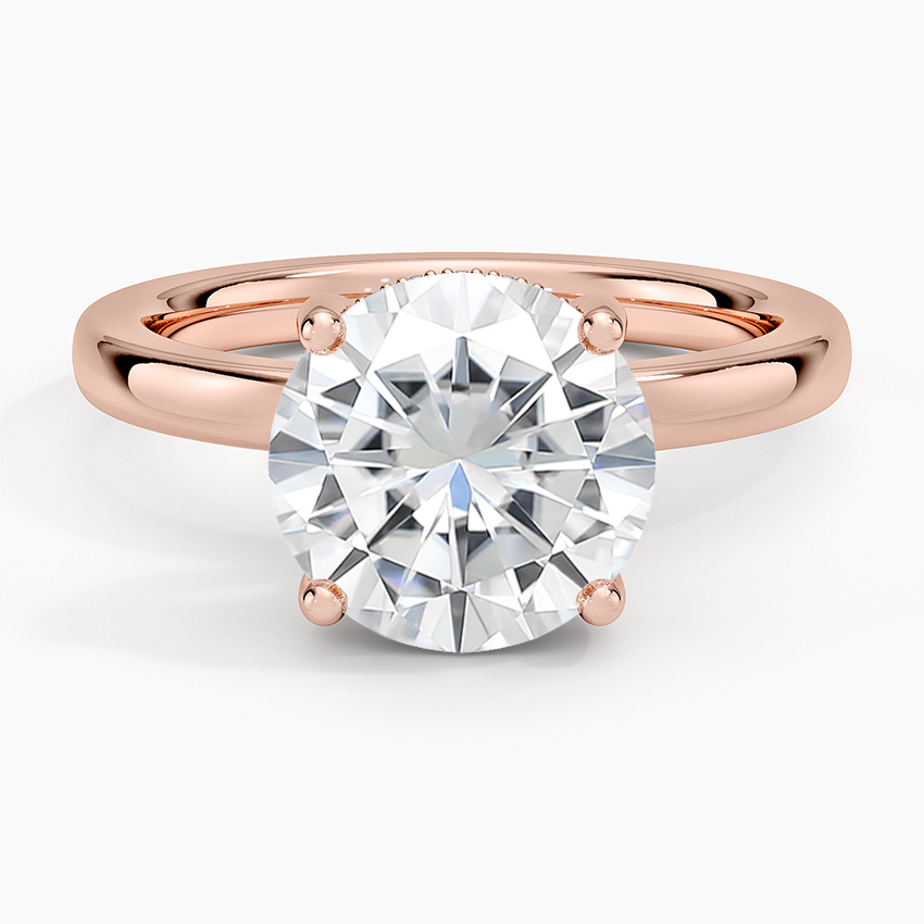 Moissanite Sydney Perfect Fit Hidden Halo 2mm Diamond Ring in 14K Rose Gold