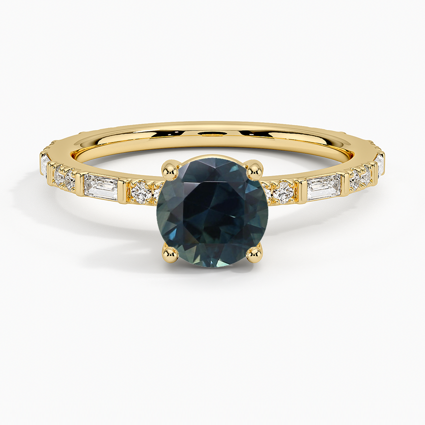 Sapphire Luz Baguette and Round Diamond Ring in 18K Yellow Gold
