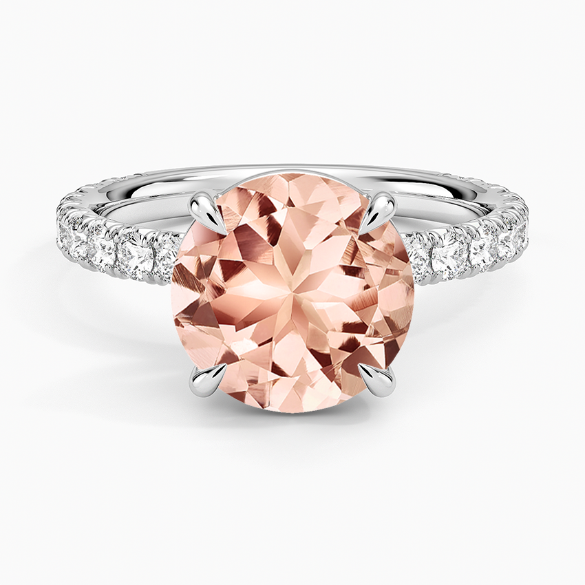 Morganite Luxe French Pavé Perfect Fit Diamond Ring (1/2 ct. tw.) in 14K White Gold