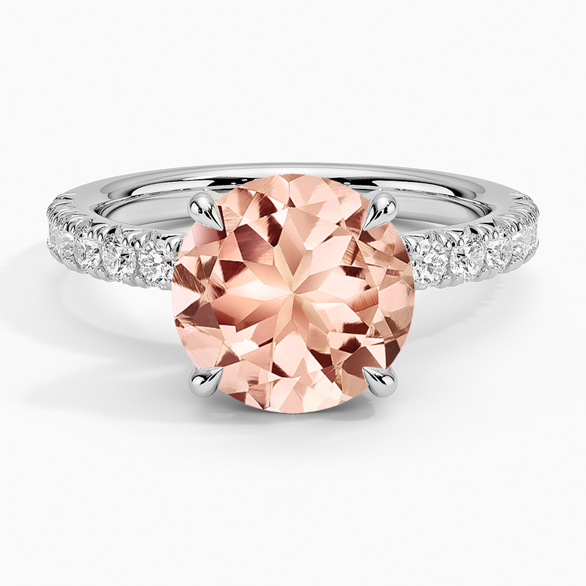 Morganite Olympia Half Coverage Diamond Ring (1/2 ct. tw.) in 14K White Gold