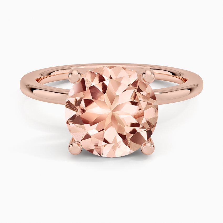 Morganite Sydney Perfect Fit Hidden Halo Diamond Ring in 14K Rose Gold