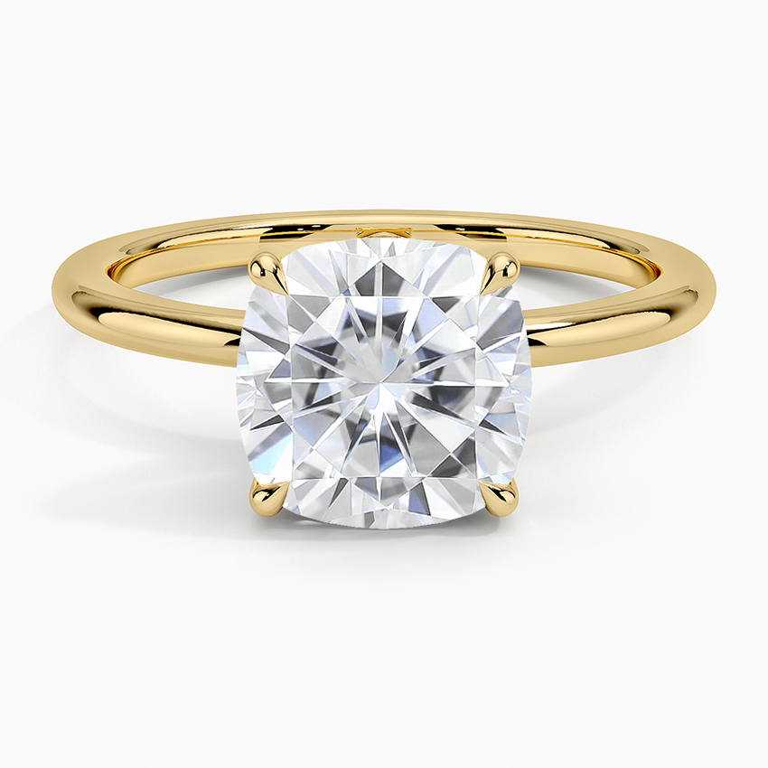 Moissanite Fairmined 1.5mm Comfort Fit Ring in 18K Yellow Gold