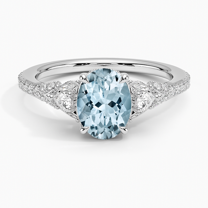 Aquamarine Ava Diamond Ring (1/2 ct. tw.) in 18K White Gold