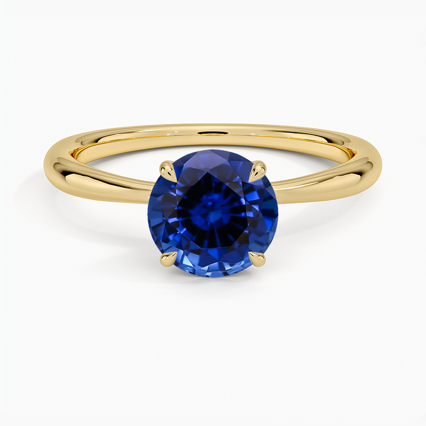 Lab Grown Sapphire 2mm Freesia Solitaire Ring in 18K Yellow Gold