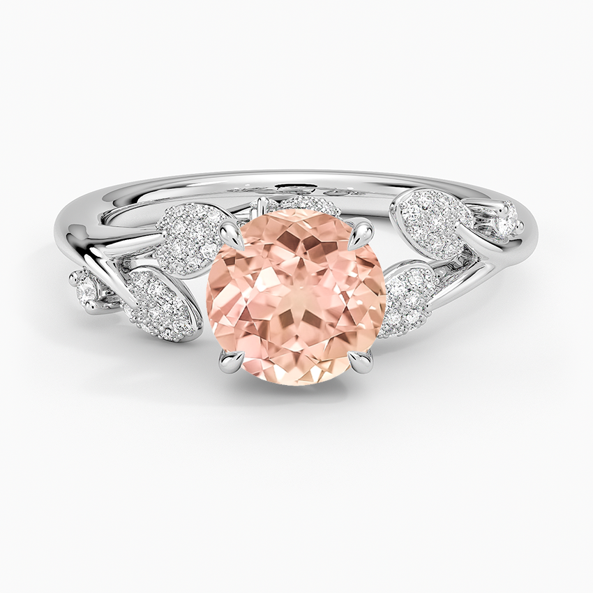 Lab Grown Sapphire Canopy Diamond Ring in 18K White Gold