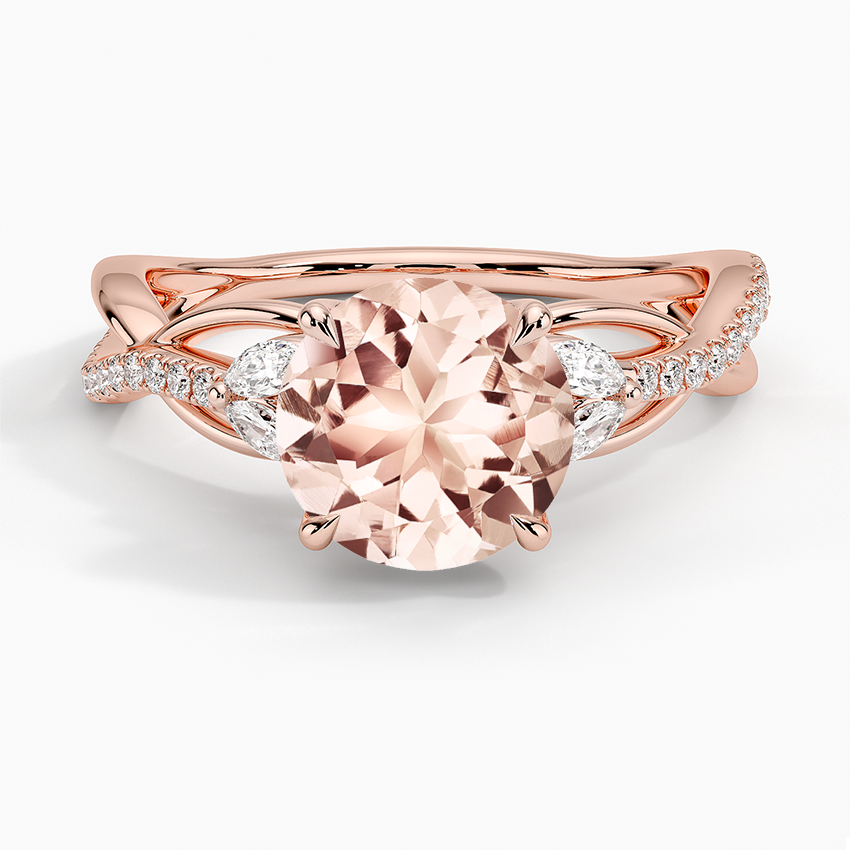 Morganite Garland Diamond Ring in 14K Rose Gold