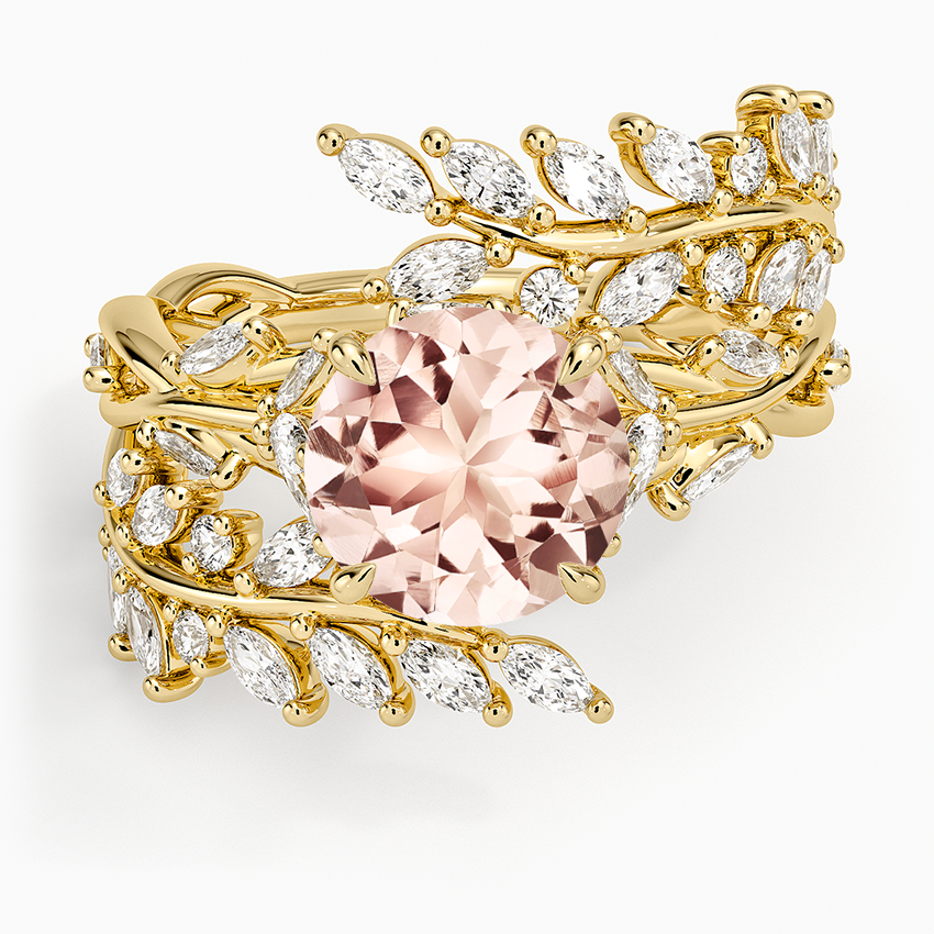 Morganite Secret Garden Wrap Diamond Ring in 18K Yellow Gold