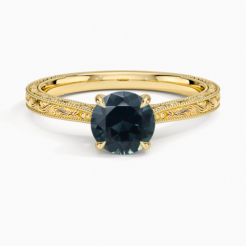Sapphire Elsie Engraved Ring in 18K Yellow Gold