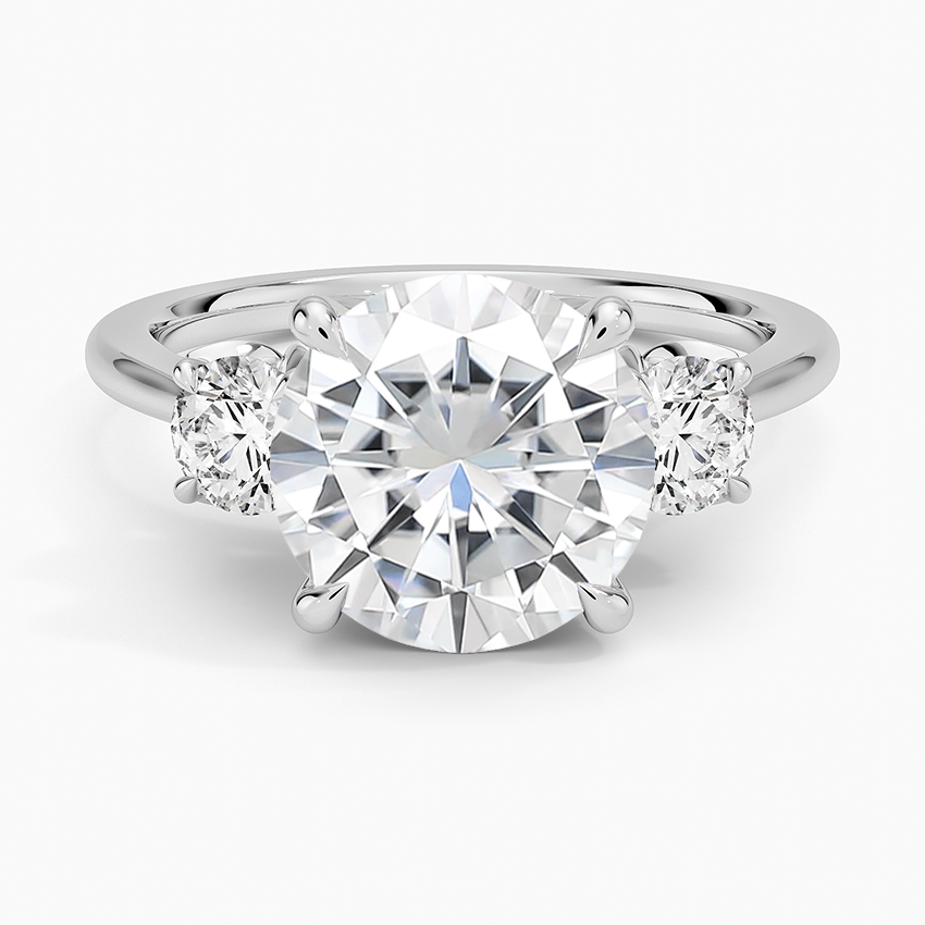 Moissanite Petal Three Stone Diamond Ring (2/3 ct. tw.) in 14K White Gold