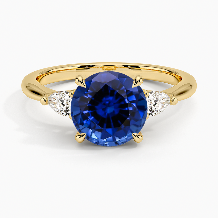 Lab Grown Sapphire Petite Opera Three Stone Diamond Ring (1/4 ct. tw.) in 18K Yellow Gold