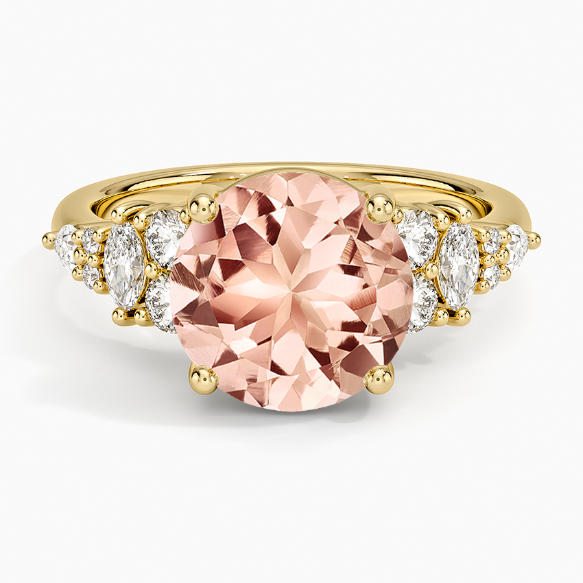 Morganite Jacqueline Diamond Ring in 14K Yellow Gold