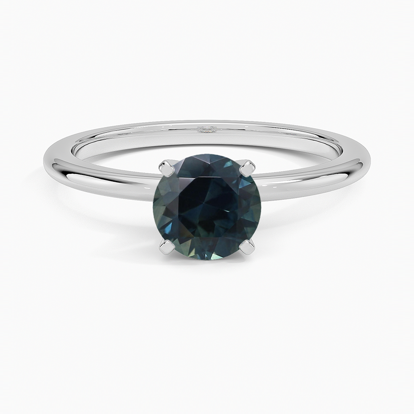 Sapphire Four-Prong Comfort Fit 1.5mm Ring in 18K White Gold